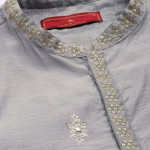 Men Grey Ethnic Motifs Embroidered Sequin Jashn Kurta with Cream Salwar