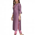 Women's Silk Straight Kurta, Trouser Pant And Dupatta Set