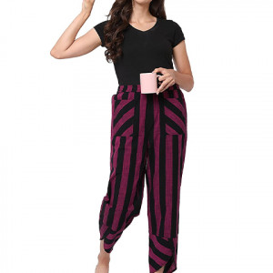 Trendy Striped Cotton Lounge Pants