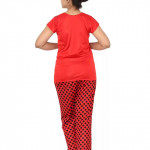 Women Polka Print Red Top & Pyjama Set